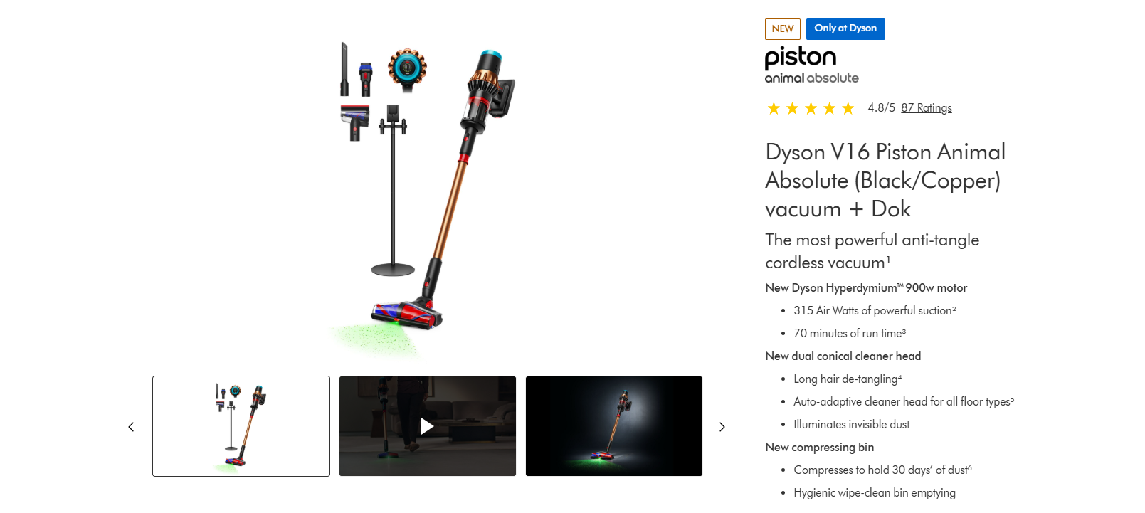Dyson V16 wykrywa absolut